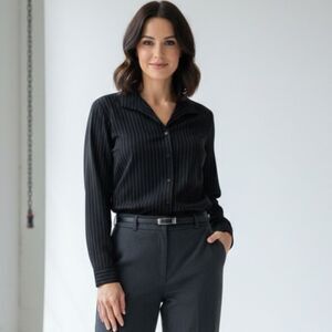 Take 50% OFF- Laura Scott Women's Long-sleeve black&white Shirt, Size-16W